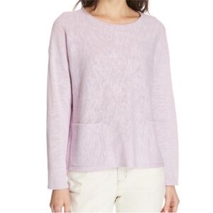 EILEEN FISHER Organic Linen Cotton Long Sleeve Round Neck Knit Box Slub Sweater